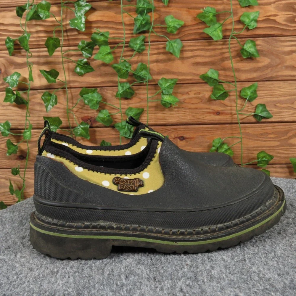 Georgia Boot Romeo Girls Size 5‎ Wide Black Rubber Slip-On Work Shoes